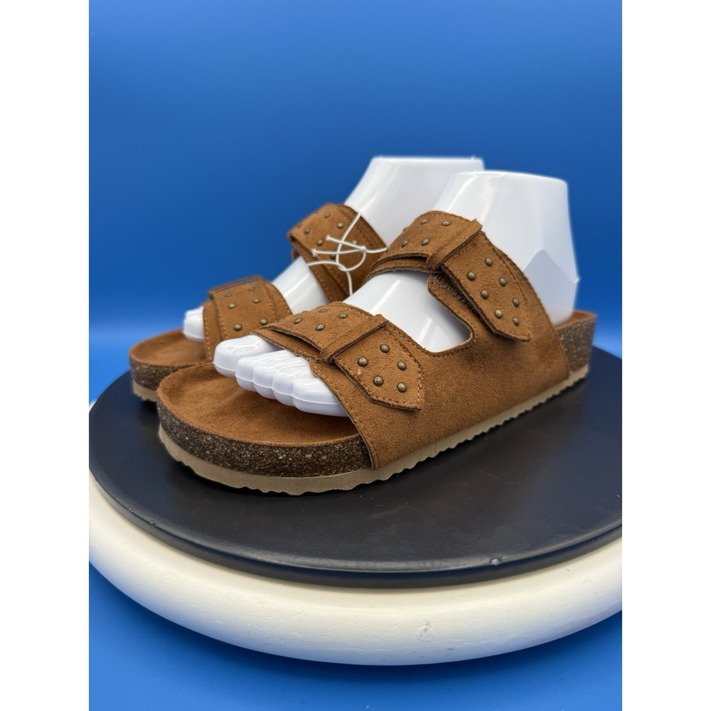 Seychelles Womens Sz 7.5M Chestnut Brown Studded Textile Slide Slip On Sandals